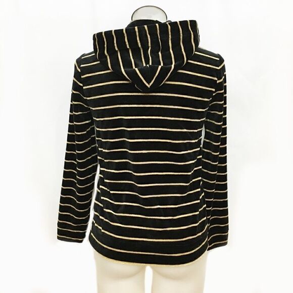 IMNYC BLACK VELOUR HOODY WITH GOLD STRIPE 🌻 - Picture 2 of 9